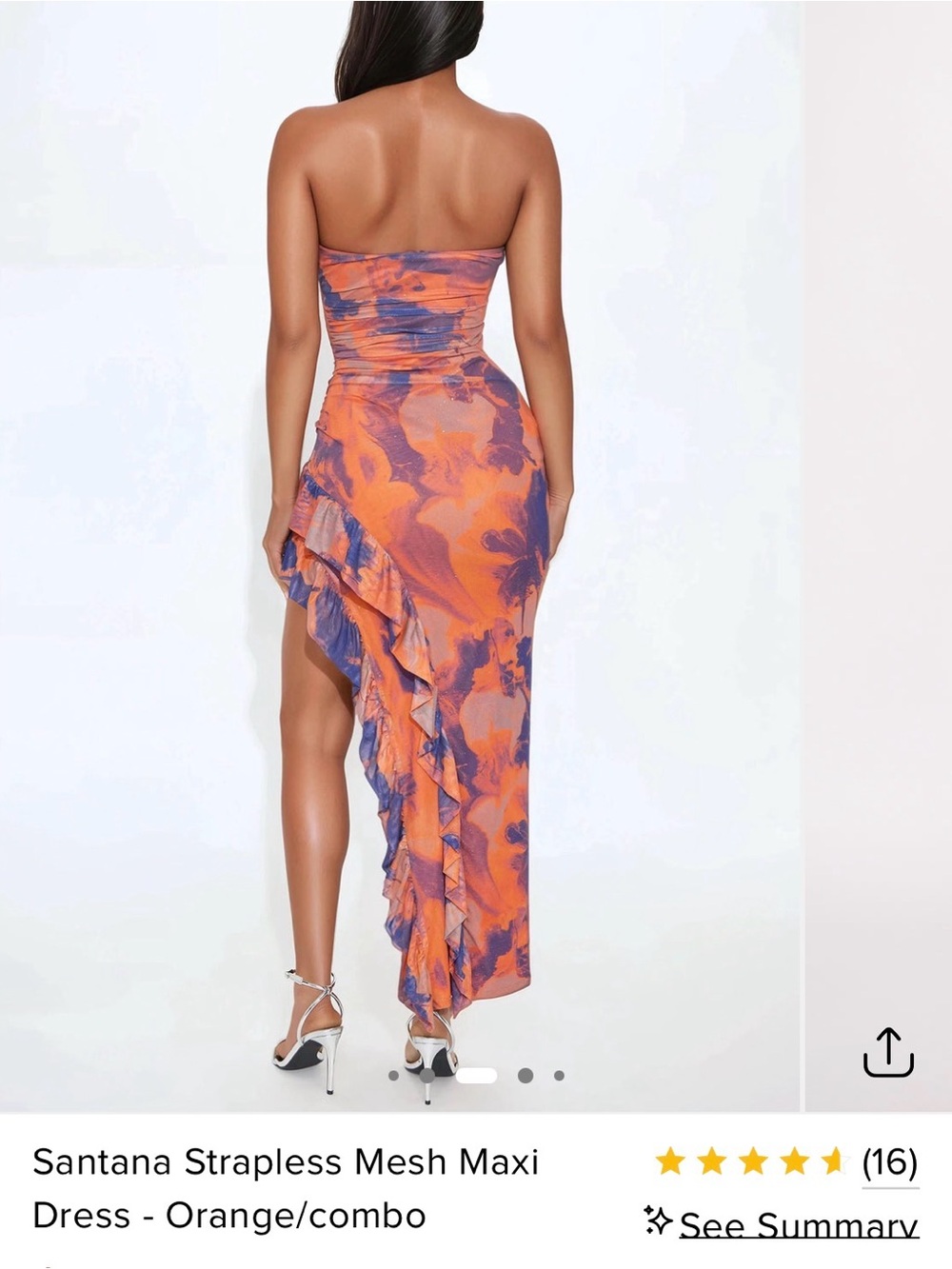 Strapless Ruffled Mesh Maxi Dress - Picture 2 of 3